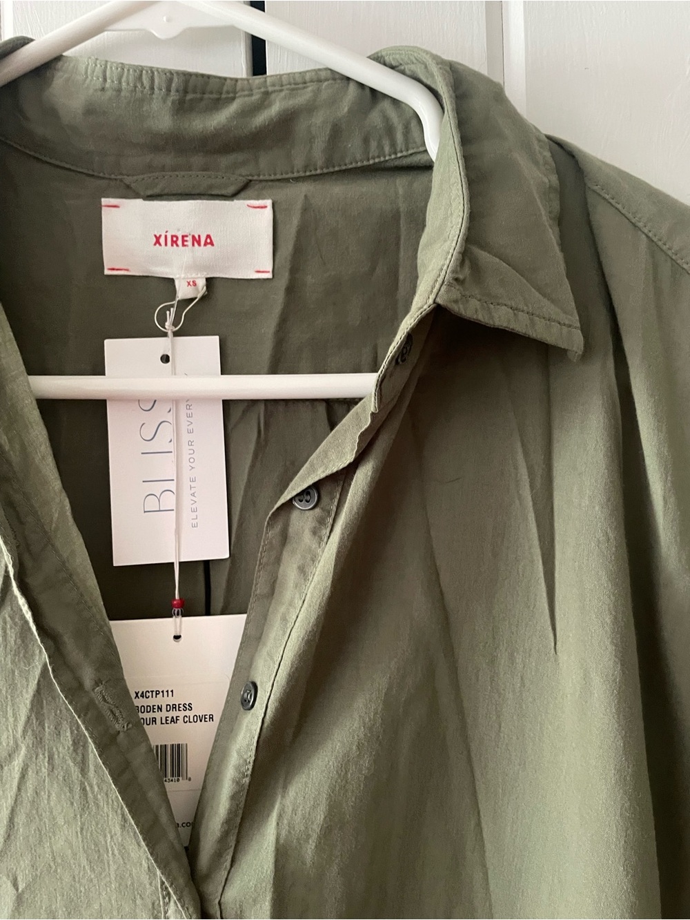 Xirena Button-Front Shirtdress in Olive Green NWT oversized size xs - Picture 2 of 8